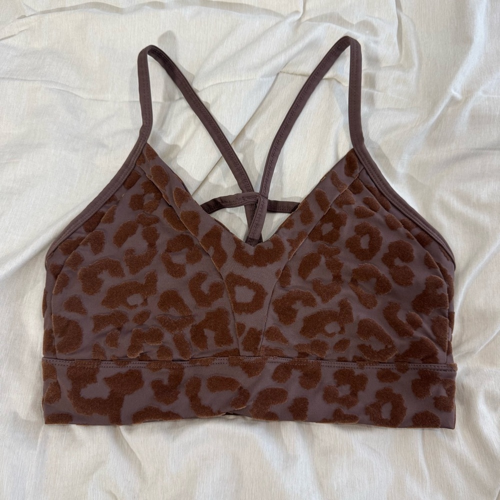 Balance Athletica Kingdom Collection Snow Leopard Sports Bra Mocha Velvet Small